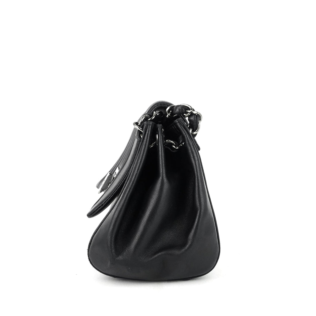 lambskin leather fliplock shoulder bag
