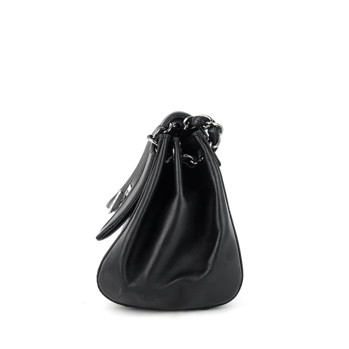 lambskin leather fliplock shoulder bag