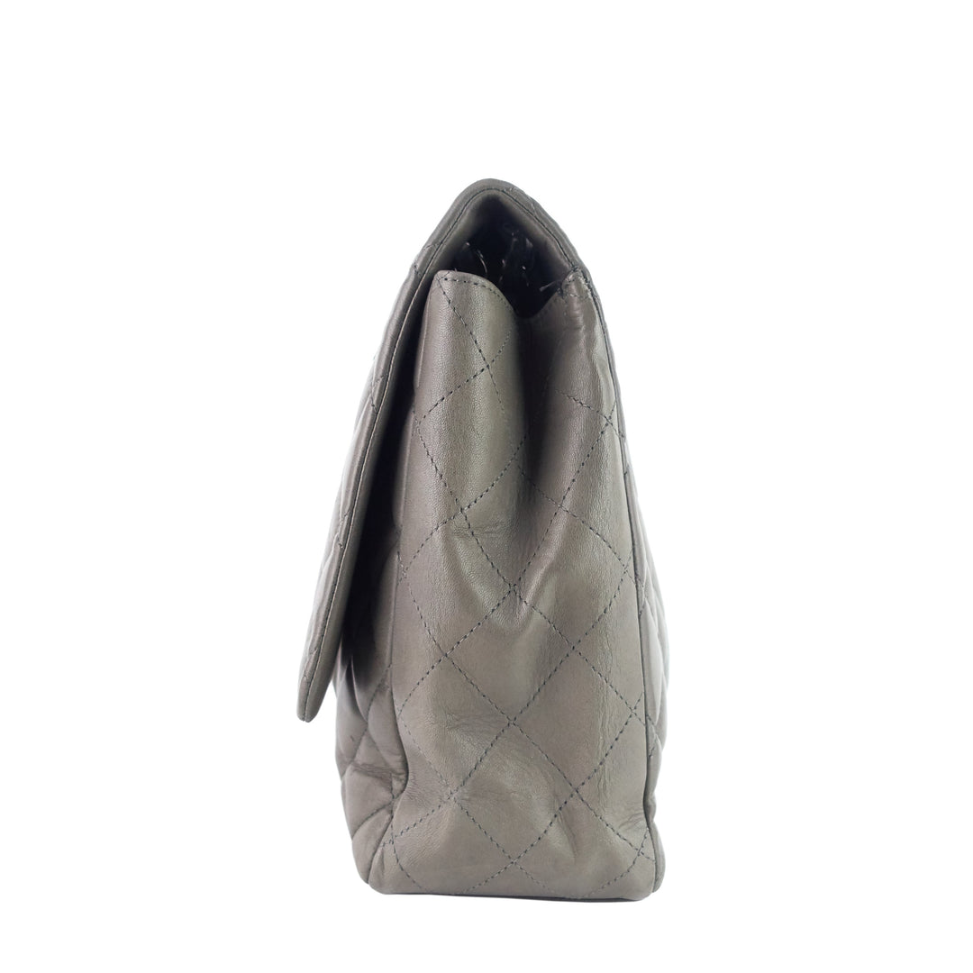 maxi flap lambskin leather bag