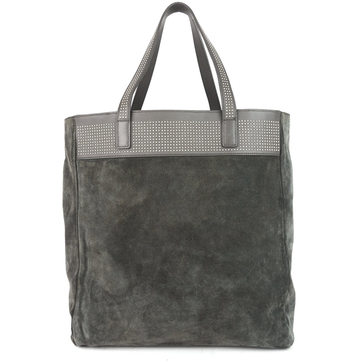 studded reversible leather and suede tote bag