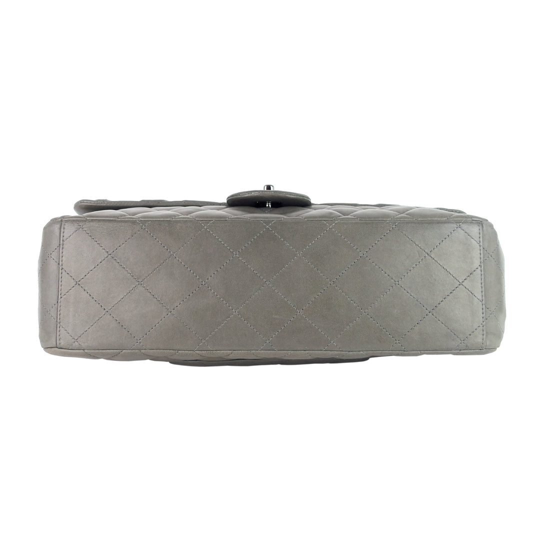 maxi flap lambskin leather bag