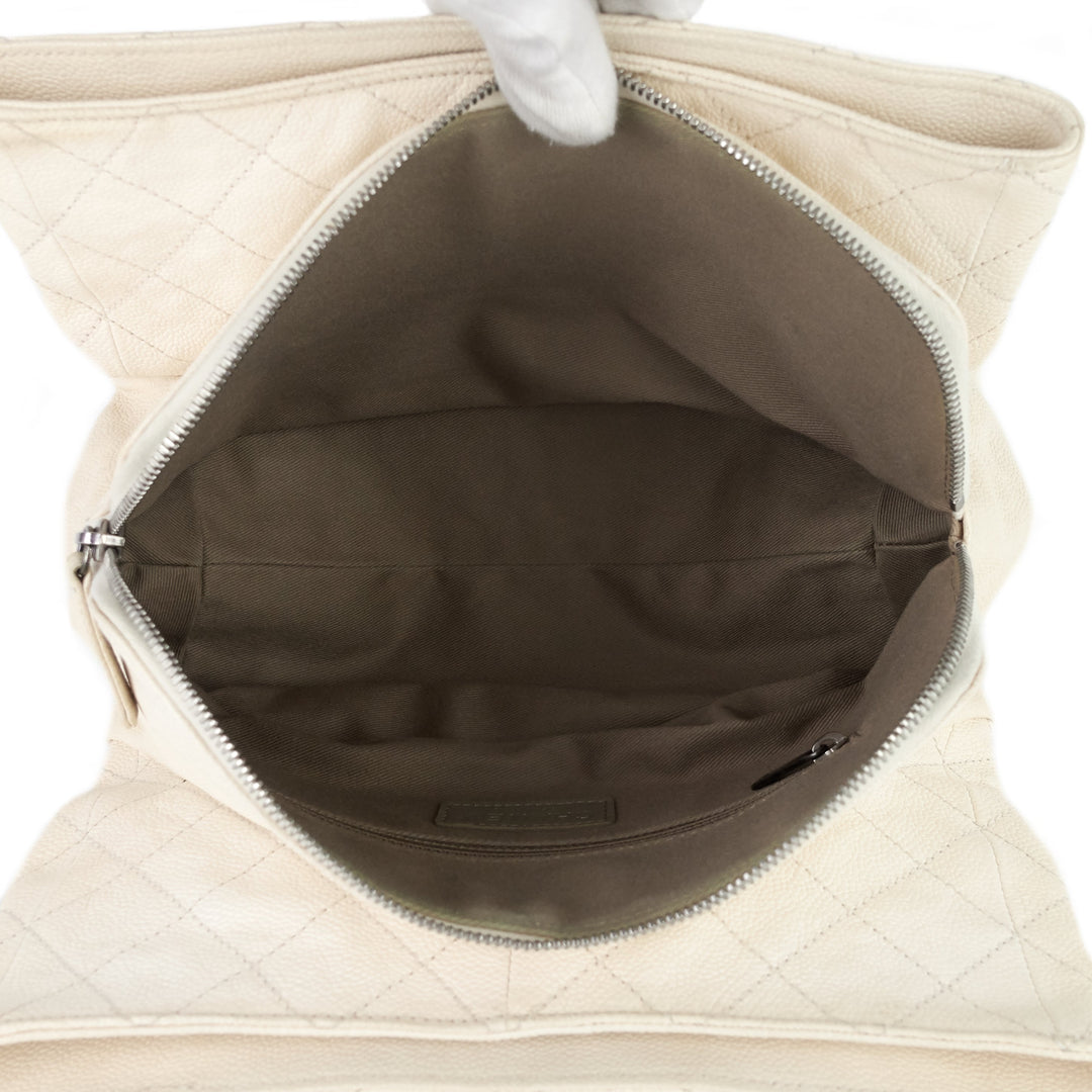 chic small matelassé caviar leather tote bag