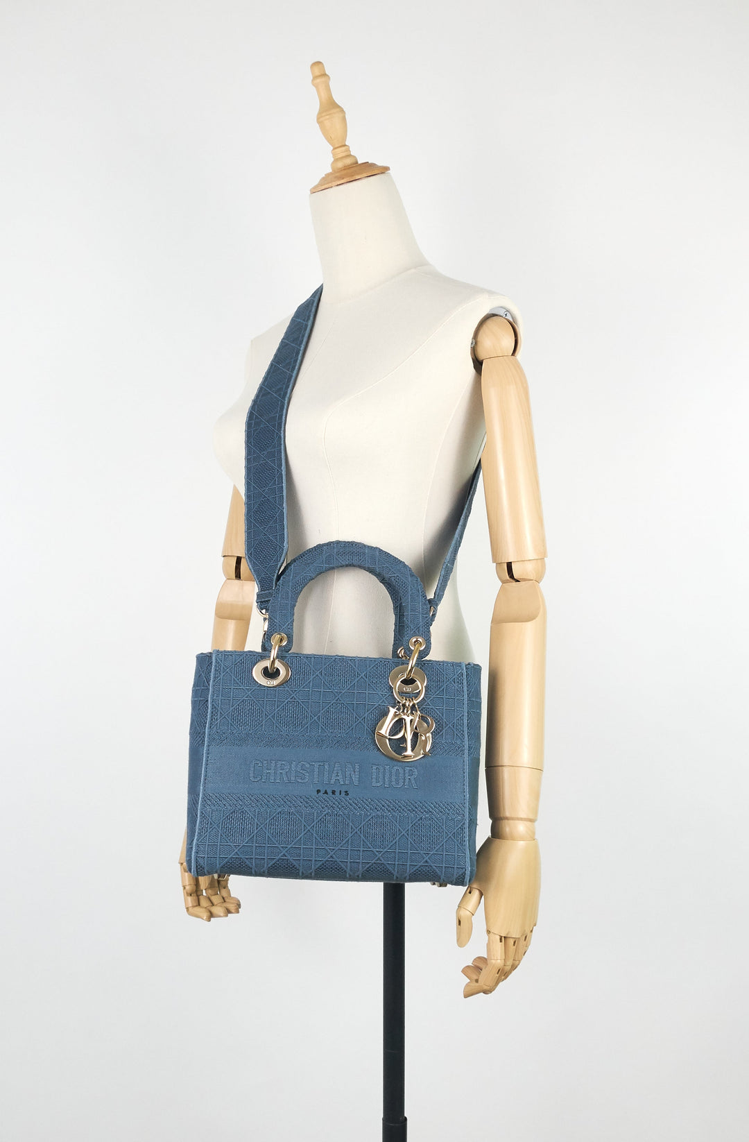 lady d-lite medium embroidered cannage bag