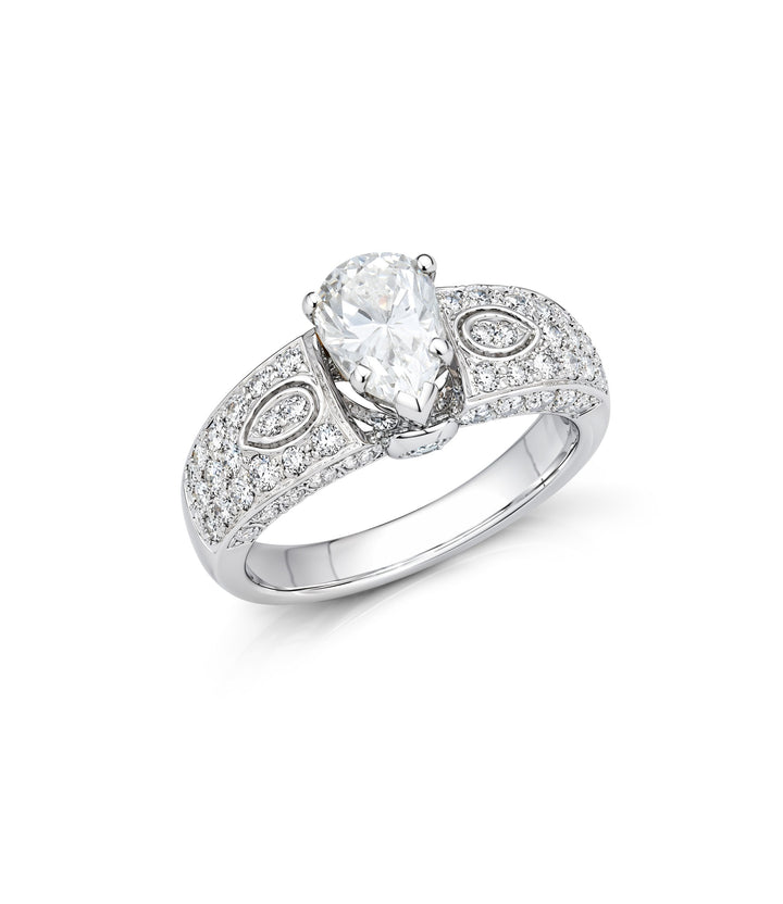 Platinum Estate Pear Shape Diamond Ring