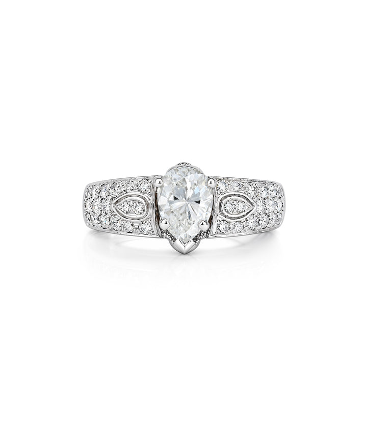 Platinum Estate Pear Shape Diamond Ring