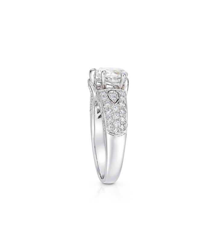 Platinum Estate Pear Shape Diamond Ring