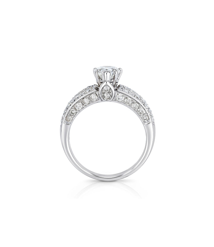 Platinum Estate Pear Shape Diamond Ring