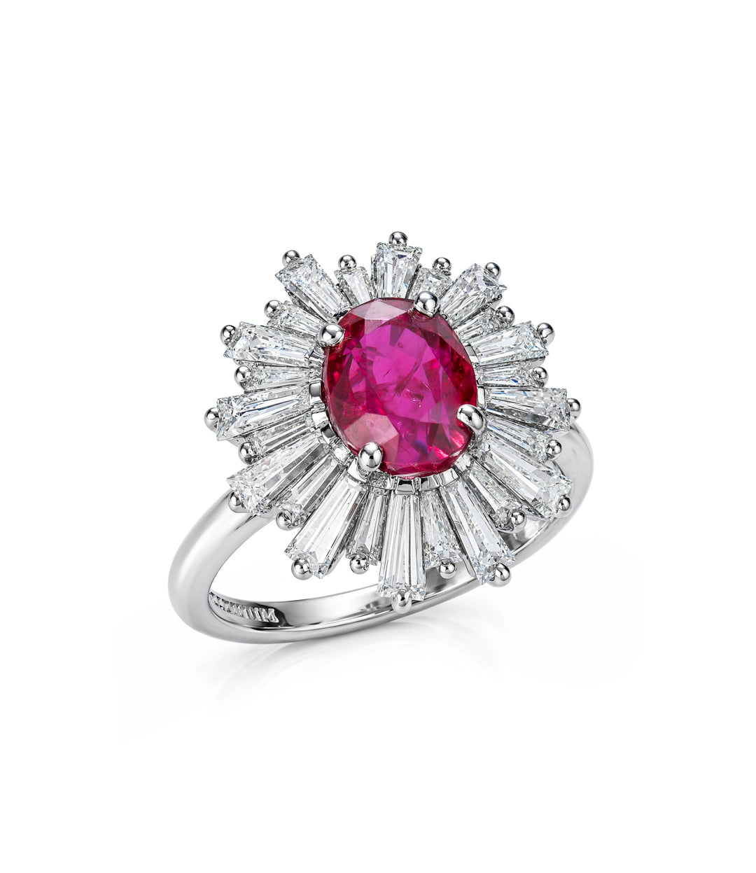 Platinum Estate Ruby Diamond Ring