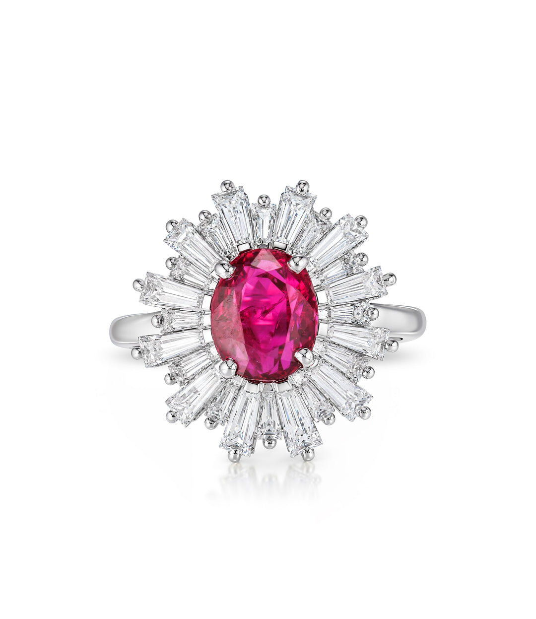 Platinum Estate Ruby Diamond Ring