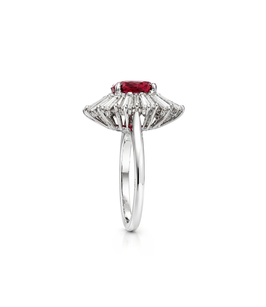Platinum Estate Ruby Diamond Ring
