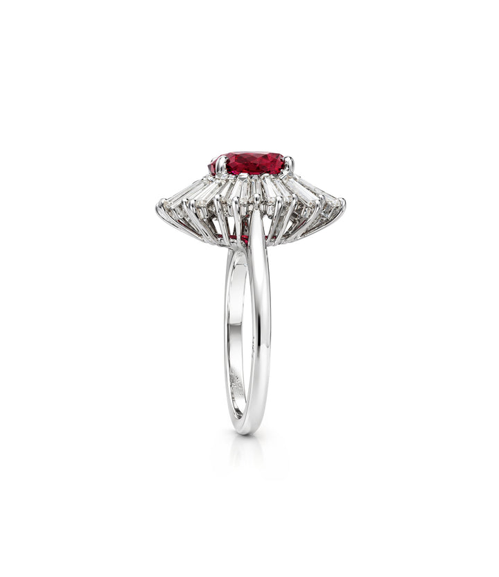 Platinum Estate Ruby Diamond Ring
