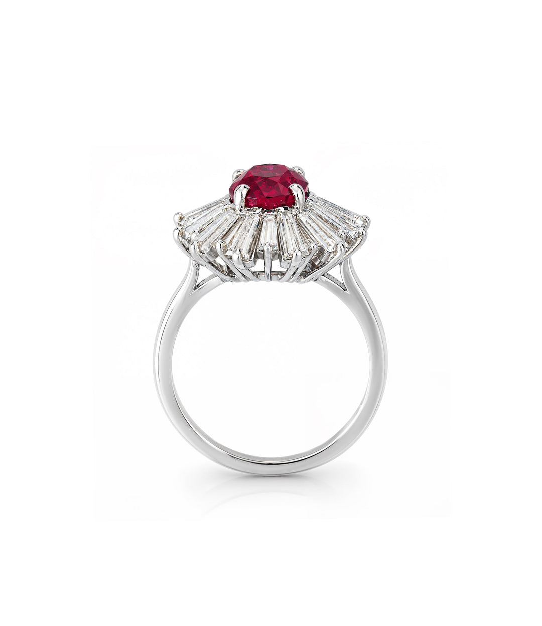 Platinum Estate Ruby Diamond Ring