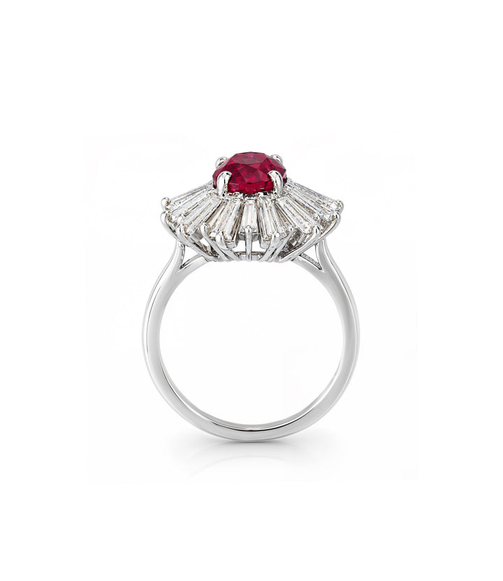 Platinum Estate Ruby Diamond Ring