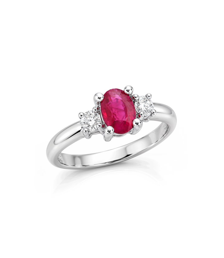Platinum Ruby and Diamond Ring