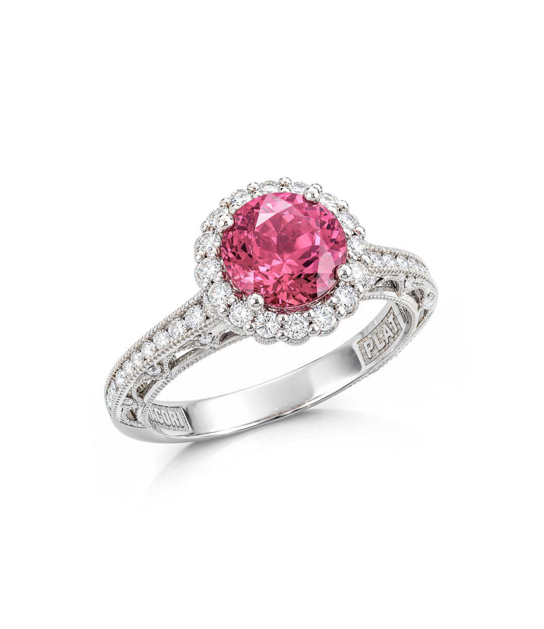 Platinum Tacori Reverse Crescent Tourmaline Diamond Ring