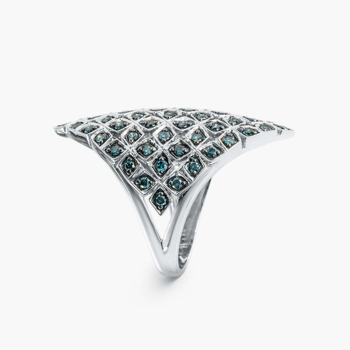 Sterling Silver Blue Diamond Ring
