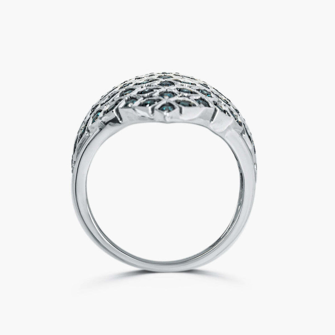 Sterling Silver Blue Diamond Ring