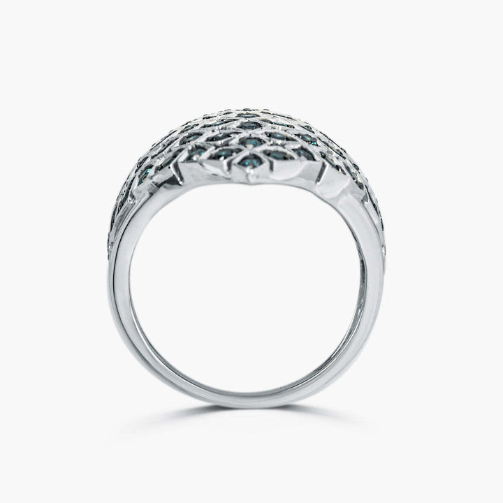Sterling Silver Blue Diamond Ring