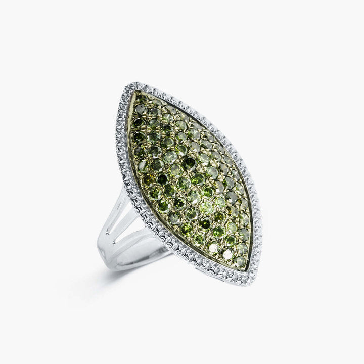 Sterling Silver Green Diamond Ring