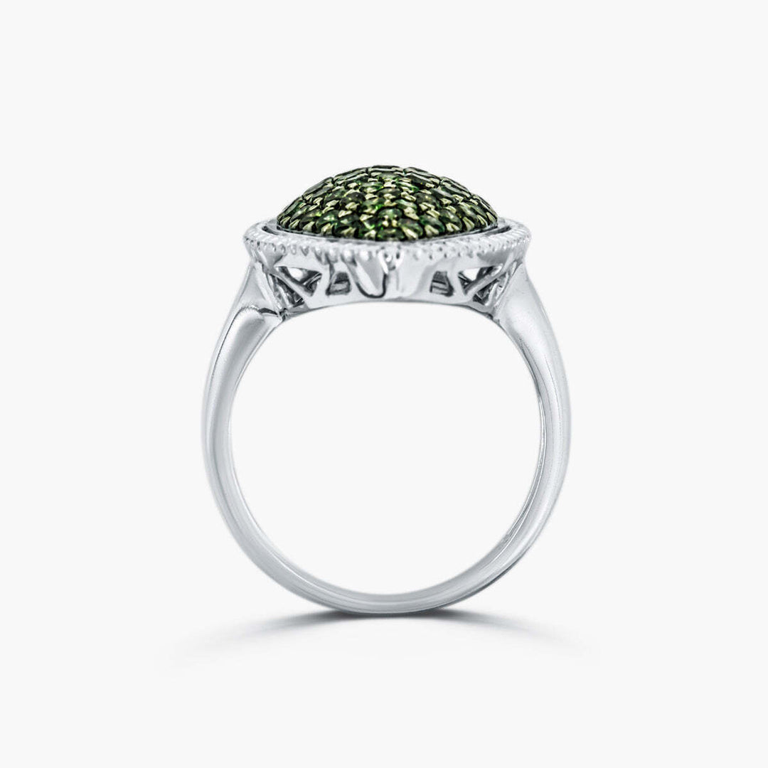 Sterling Silver Green Diamond Ring