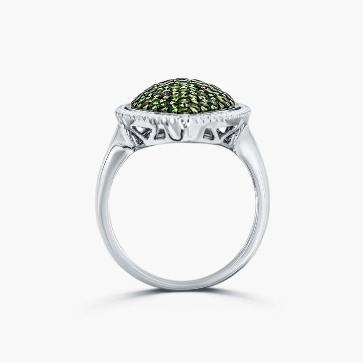 Sterling Silver Green Diamond Ring