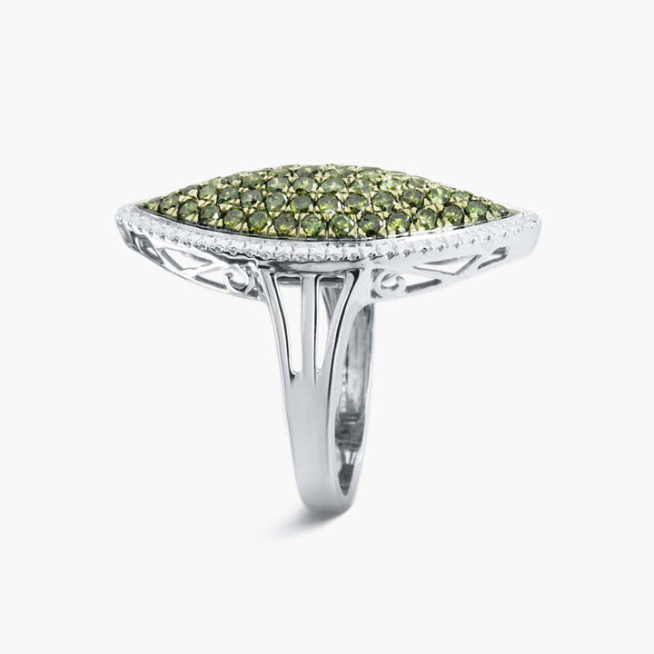 Sterling Silver Green Diamond Ring