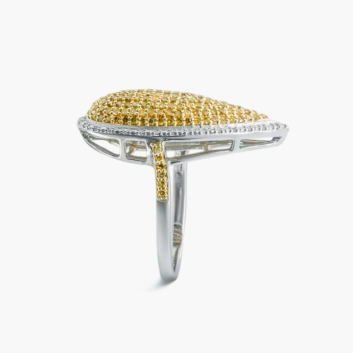 Sterling Silver Yellow Diamond Ring