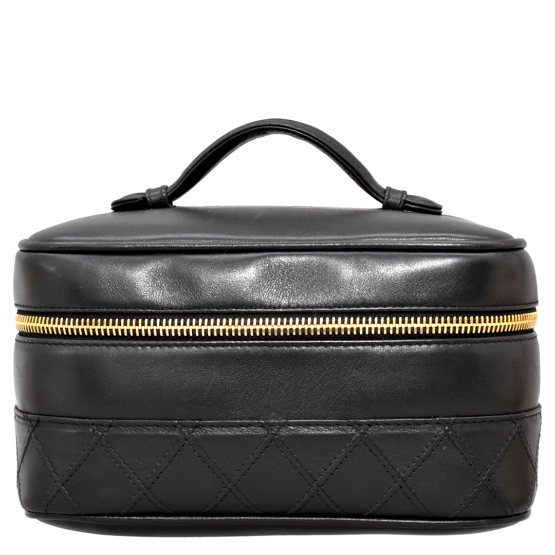 Vintage Black Leather Vanity Case