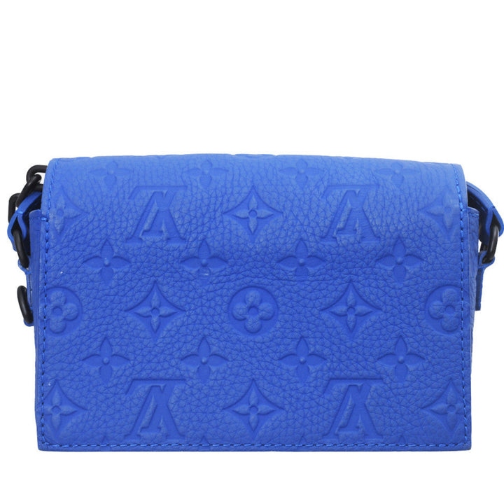 Steamer Wearable Wallet in Empreinte Blue Leather