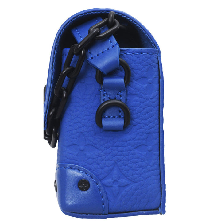 Steamer Wearable Wallet in Empreinte Blue Leather