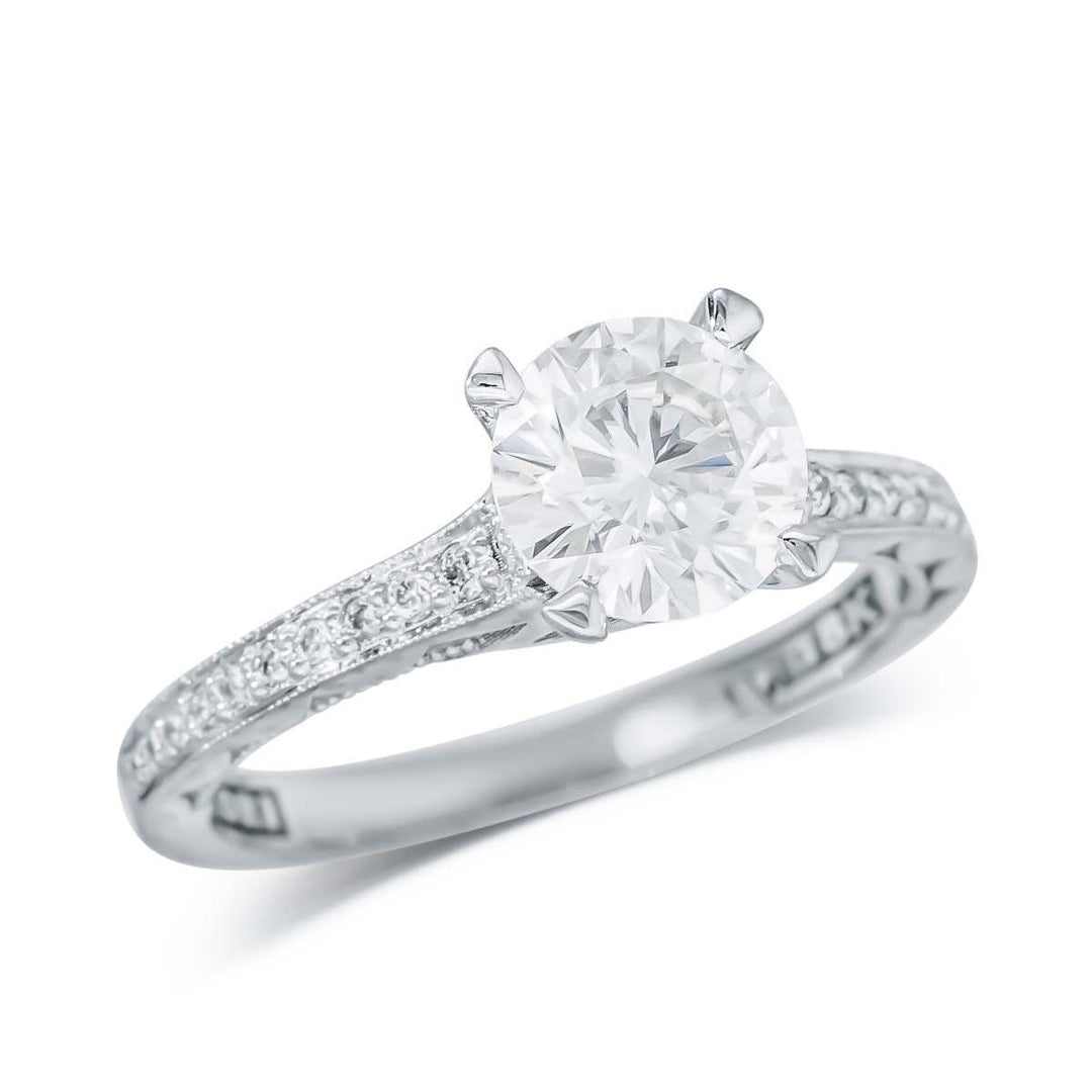 18kt White Gold Tacori Sculpted Crescent Moissanite Engagement Ring