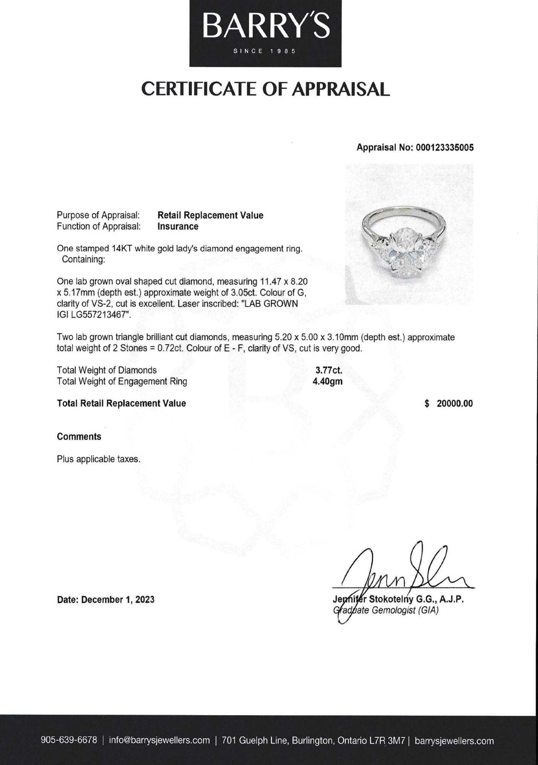 14kt White Gold Lab Grown Diamond Ring