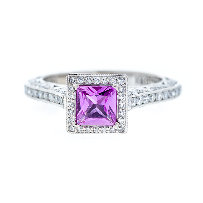 A. Tacori 18kt Pink Sapphire Diamond Ring