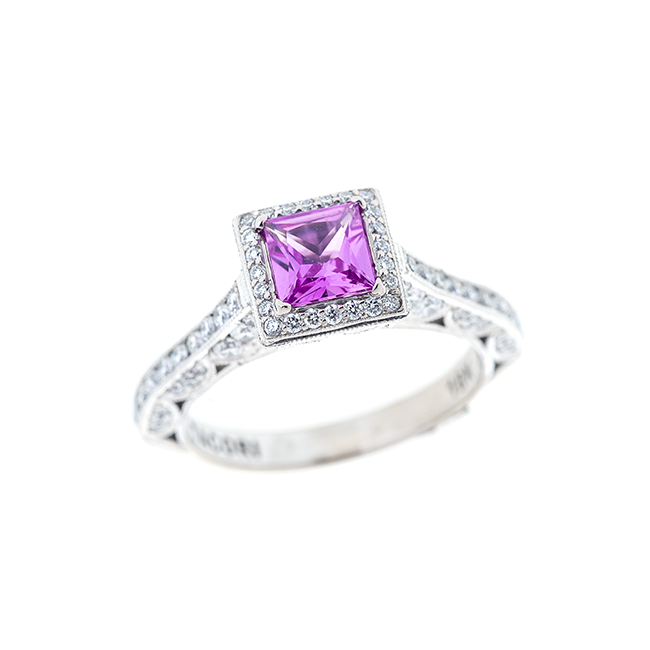 A. Tacori 18kt Pink Sapphire Diamond Ring