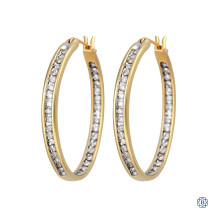 14kt Yellow Gold Lady's 1.00ct Diamond Hoop Earrings